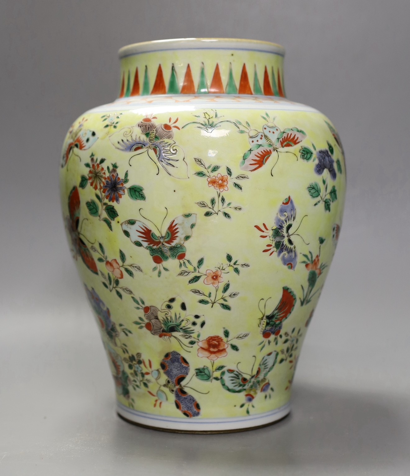 A Chinese yellow ground vase, 26cm